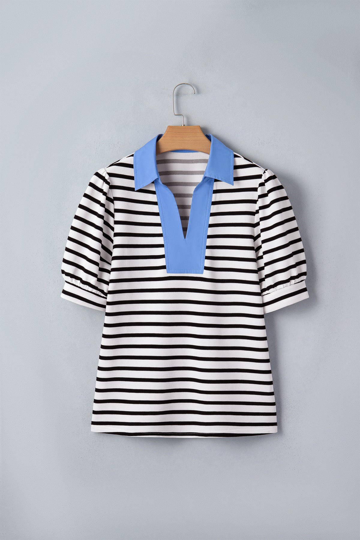 Blusa Manga Puff Cuello Polo Color Block | 3 Colores