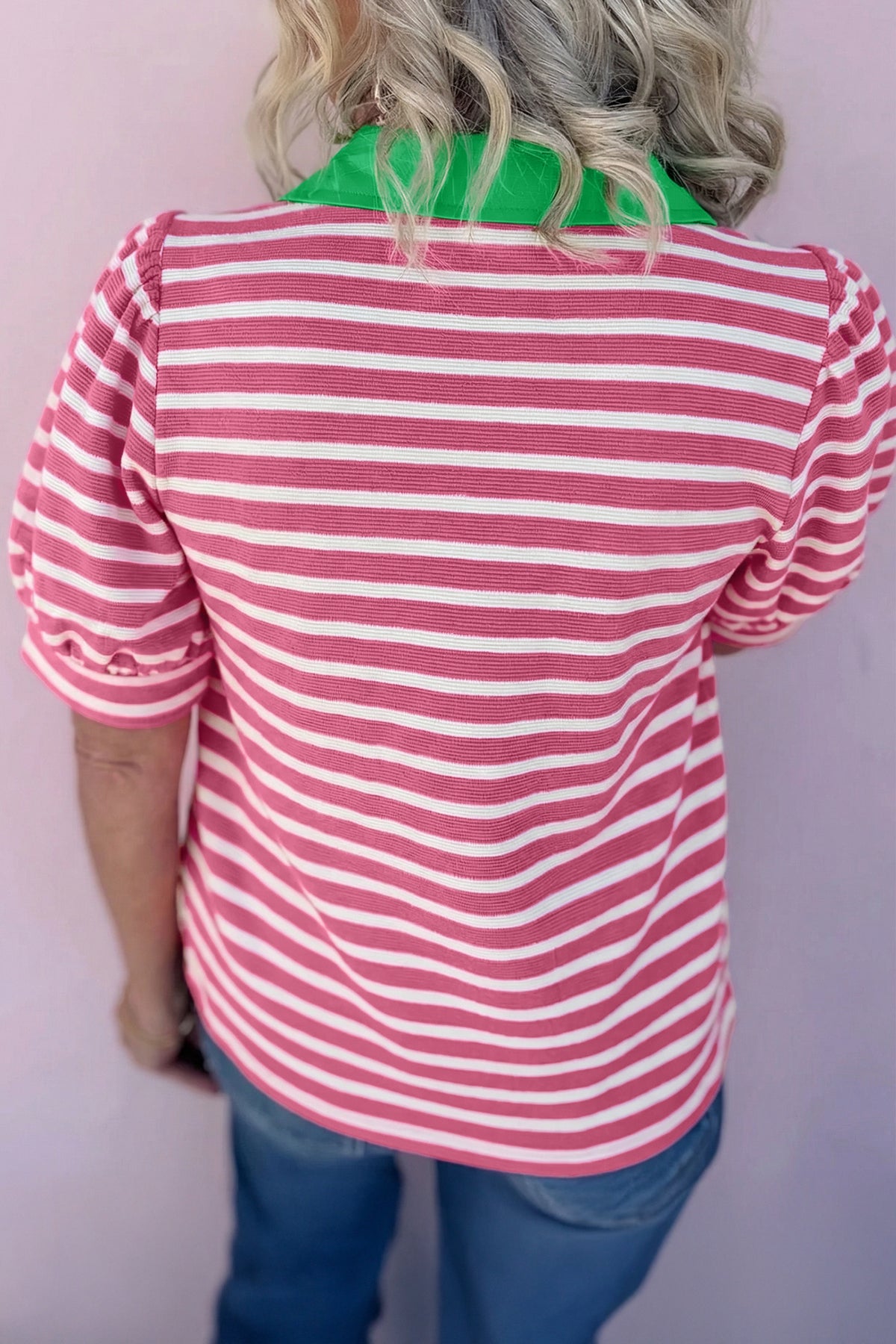 Blusa Manga Puff Cuello Polo Color Block | 3 Colores