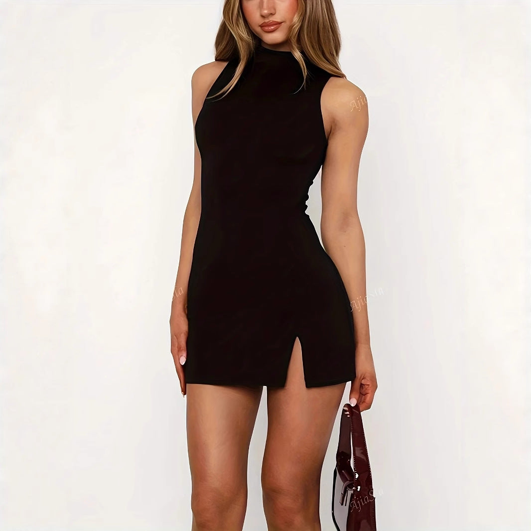 Vestido Mini Entallado Sin Mangas | Escote Gota | 4 Colores