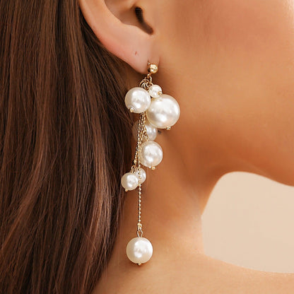 Aretes de Perlas con Flecos | Dorado y Blanco - Maylen Select