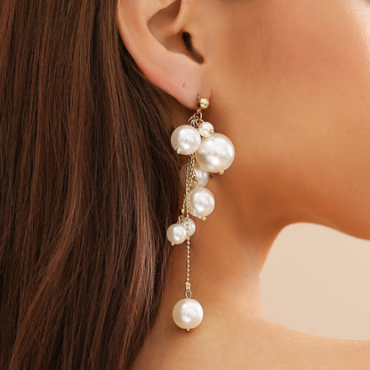 Aretes de Perlas con Flecos | Dorado y Blanco - Maylen Select