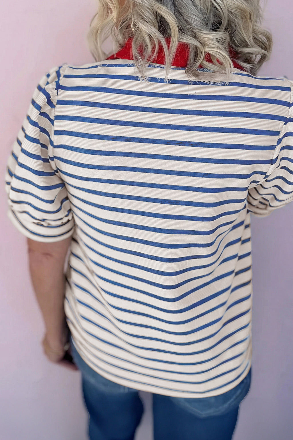 Blusa Manga Puff Cuello Polo Color Block | 3 Colores