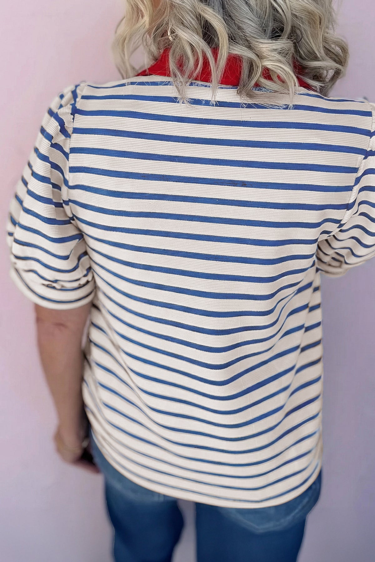 Blusa Manga Puff Cuello Polo Color Block | 3 Colores
