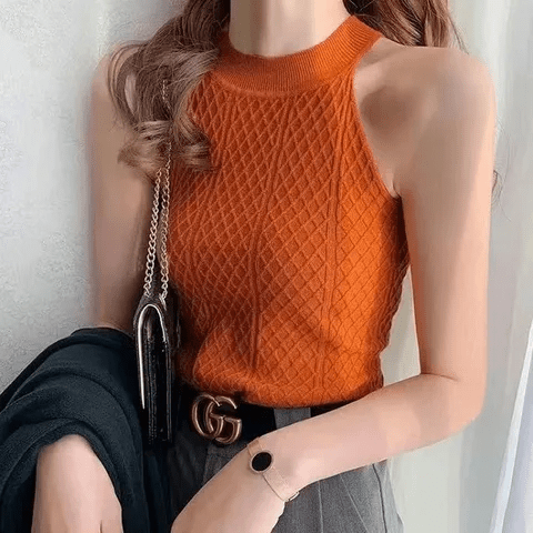 Blusa de Punto Texturizada Cuello Alto - Maylen Select