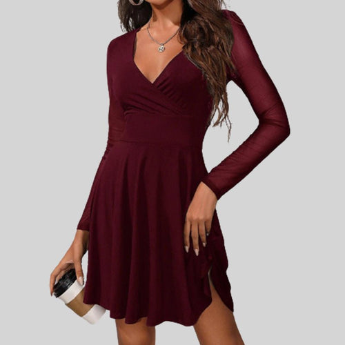 Vestido Ajustado, Manga Larga de Malla - Maylen Select
