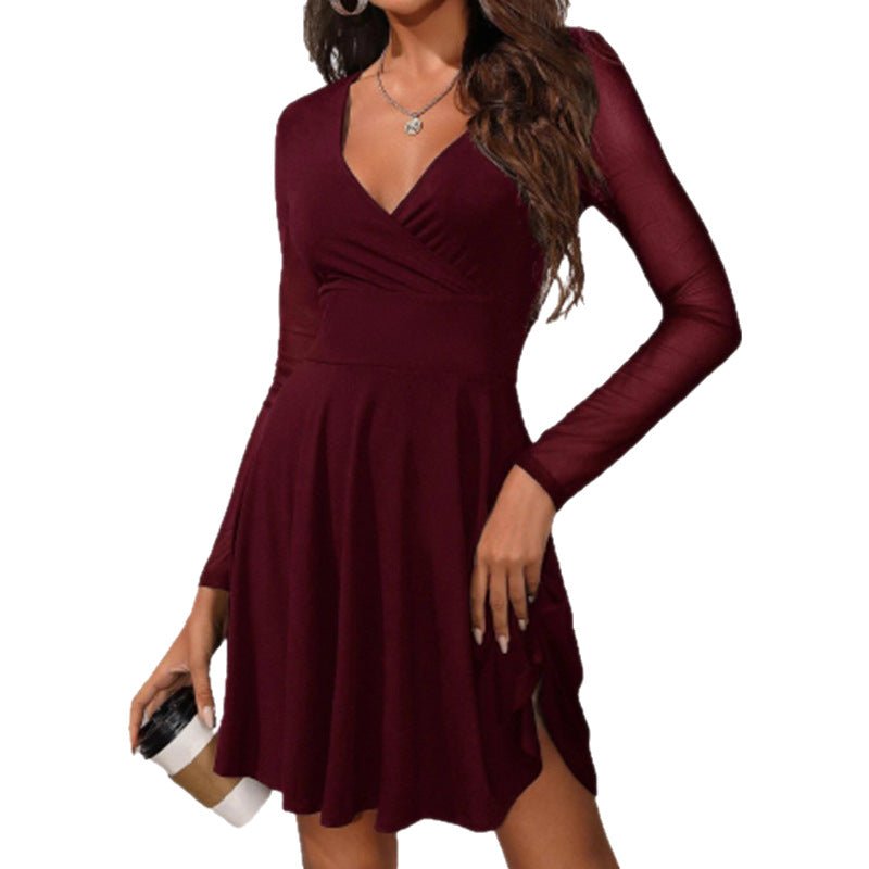 Vestido Ajustado, Manga Larga de Malla - Maylen Select